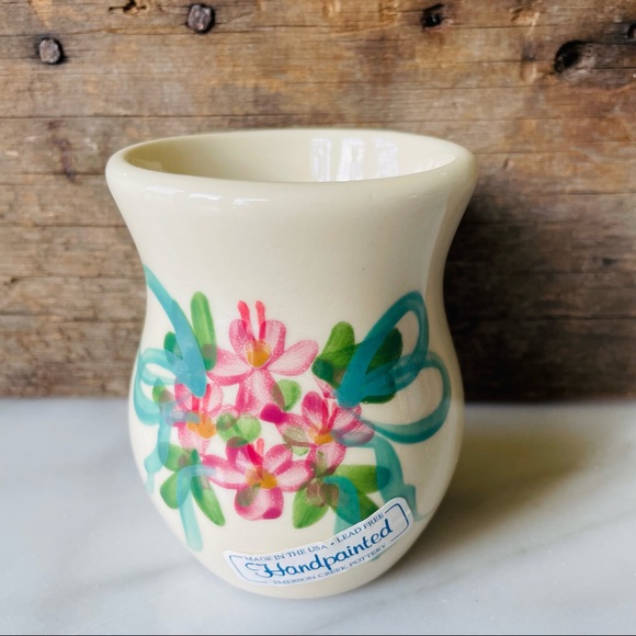 Greenbrier•NWT•Emerson Creek Pottery•Handmade/Hand-Painted•4”Forget-Me-Nots Vase - Picture 5 of 12